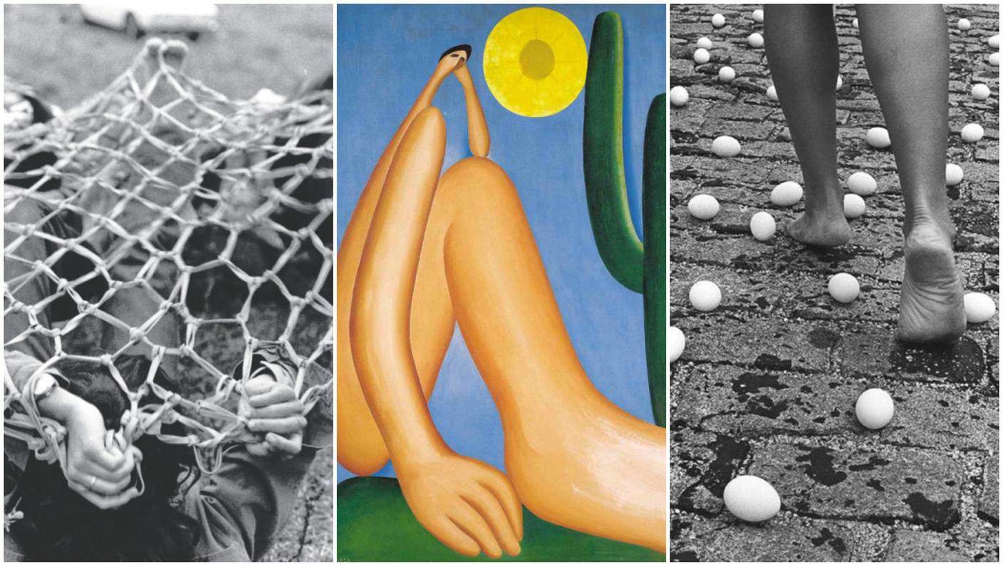Nell'ordine: opere di Lidia Clarke - Anna Maria Maiolino - Tarsila do Amaral