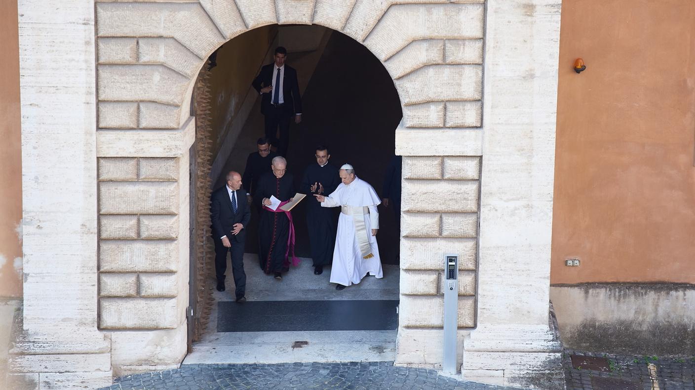Newly elected Pope Leo XIV (R) attends his Papal Inauguration Mass at St Peter's Square in Vatican City, 18 May 2025