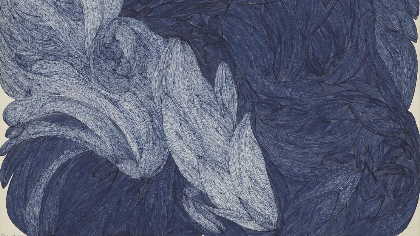 Laure Pigeon, Sans titre, 1956 - inchiostro blu su carta (50 x 65)