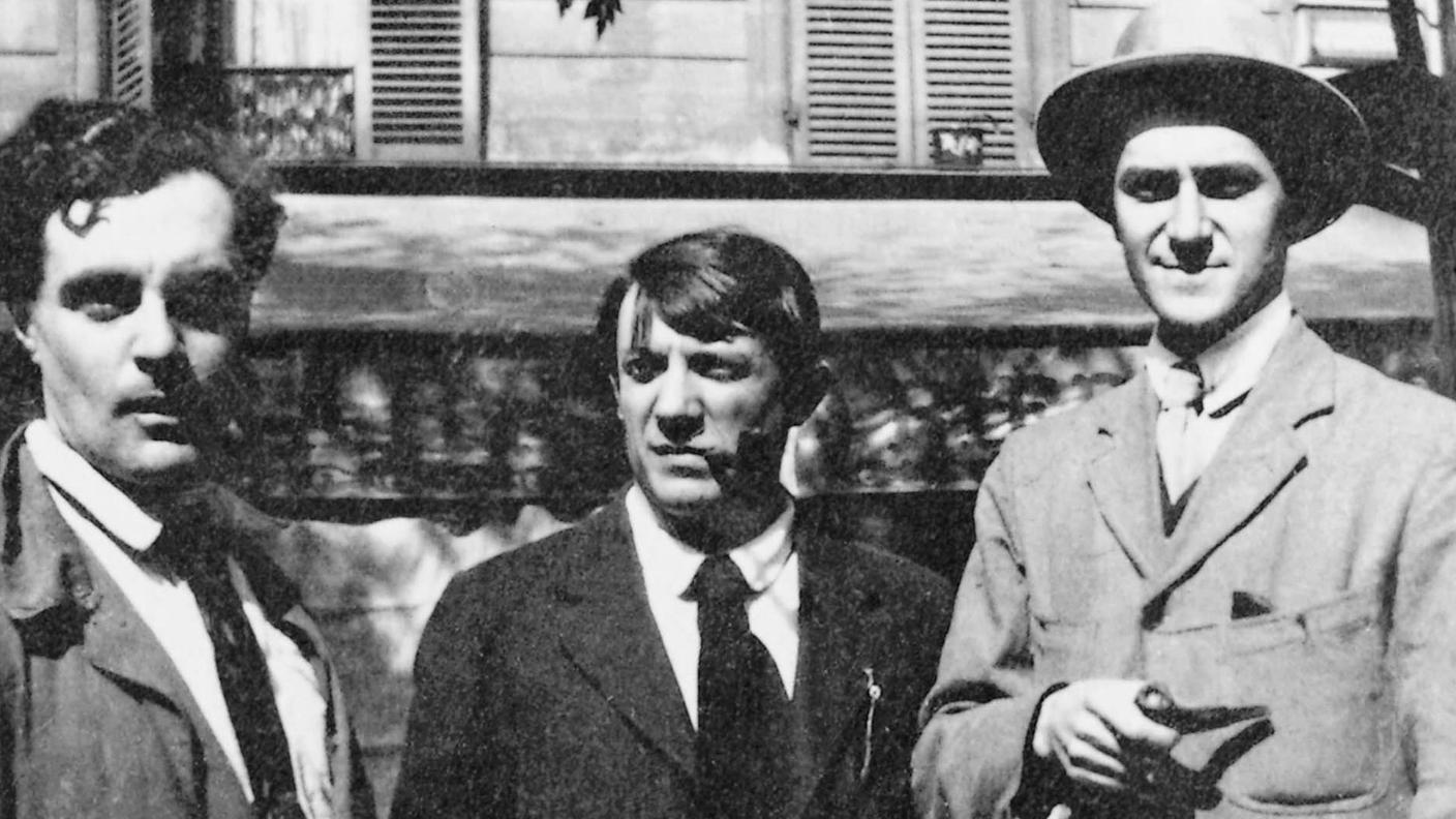 Modigliani, Picasso e André Salmon al Café La Rotonde, 1916. 