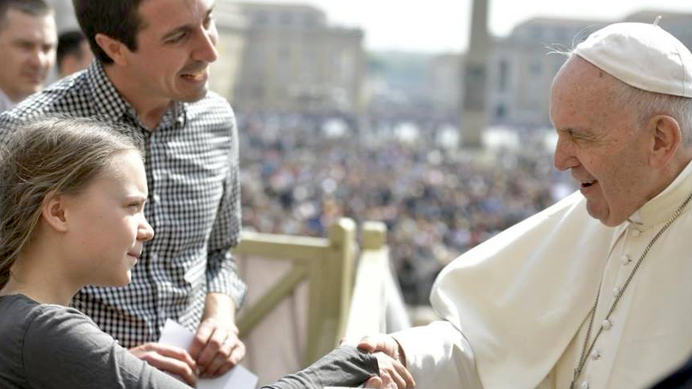 Greta Thunberg e Papa Francesco, aprile 2019