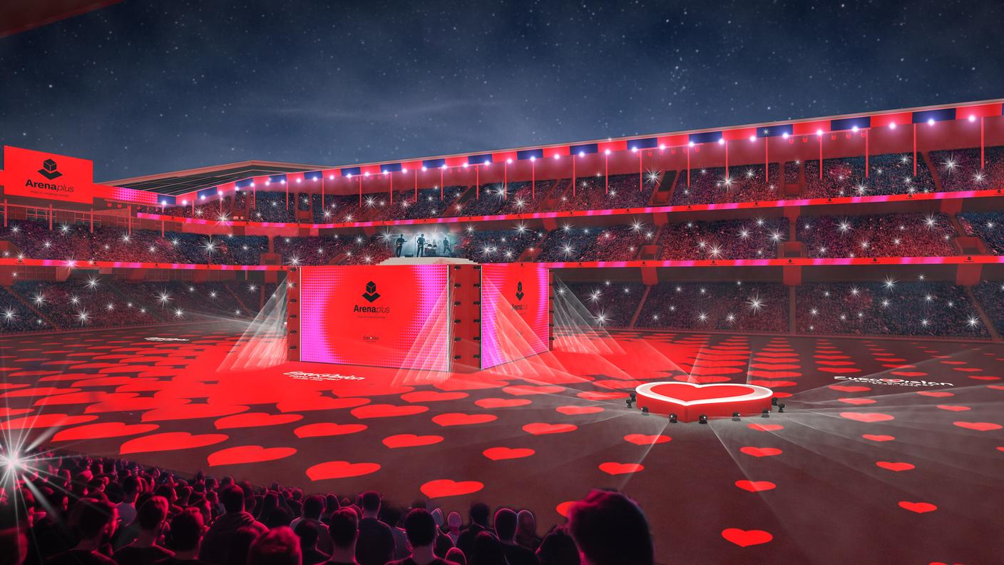 Così si presenterà lo stadio St. Jakob la sera della finale dell'Eurovision