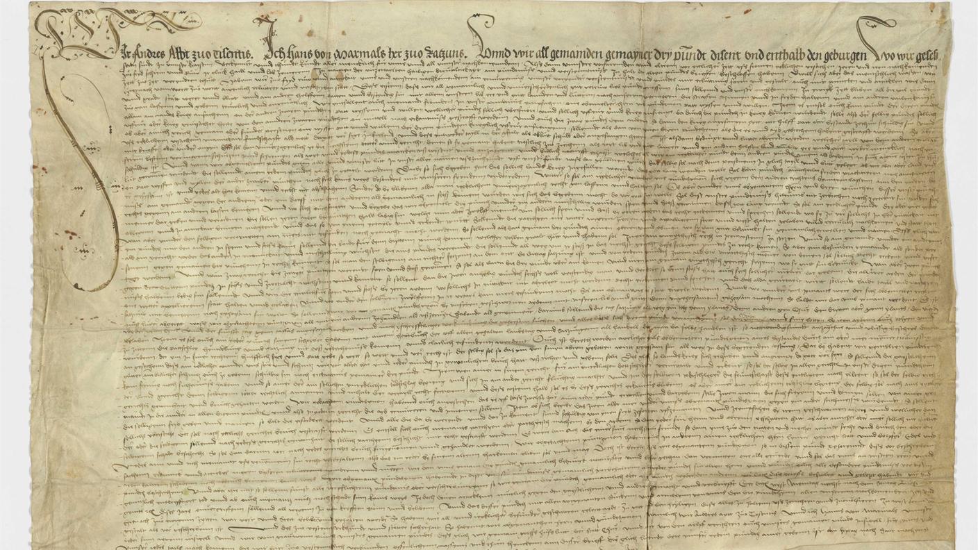 La lettera dell'accordo grigione del 1524.