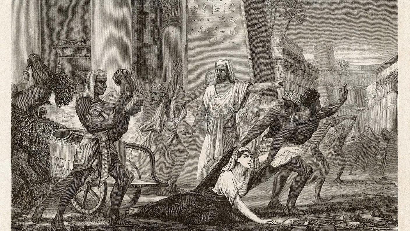 Morte della filosofa Ipazia in Alessandria. Immagine apparsa sul quotidiano “Le Voleur Illustre”, numero 475, 7 dicembre 1865.