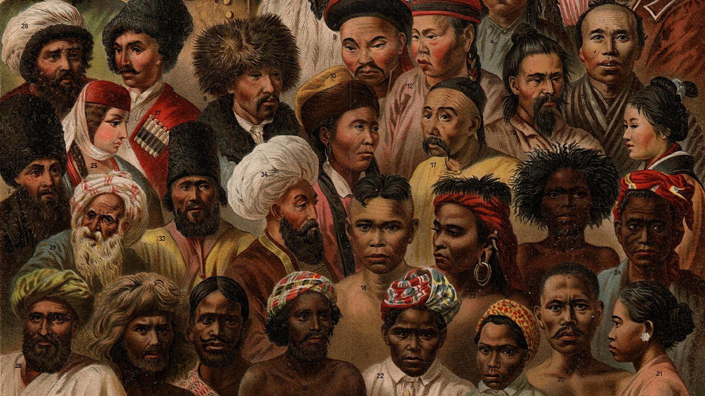 Le diversità razziali delle popolazioni dell'Asia nel Nordisk familjebok (1904).