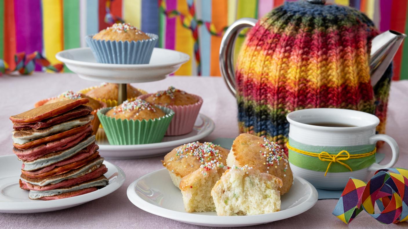 Da sinistra: pancake americani, muffins