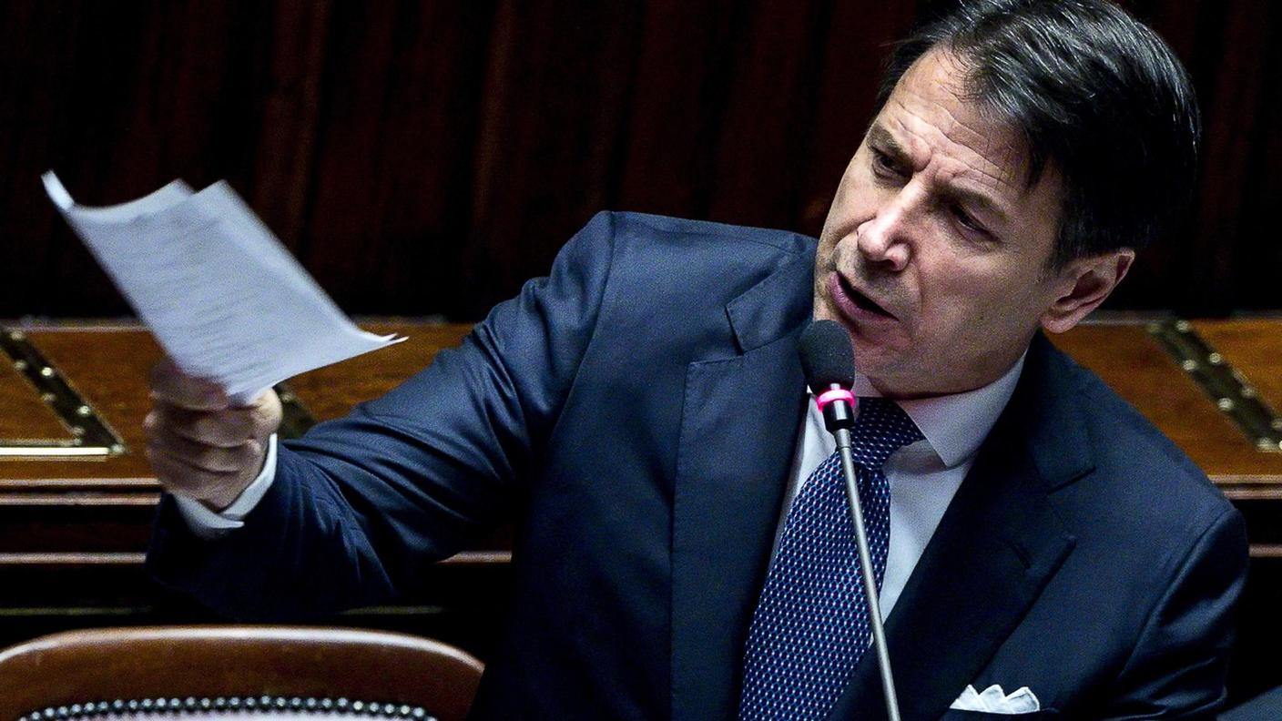 Giuseppe Conte durante il suo discorso alla Camera