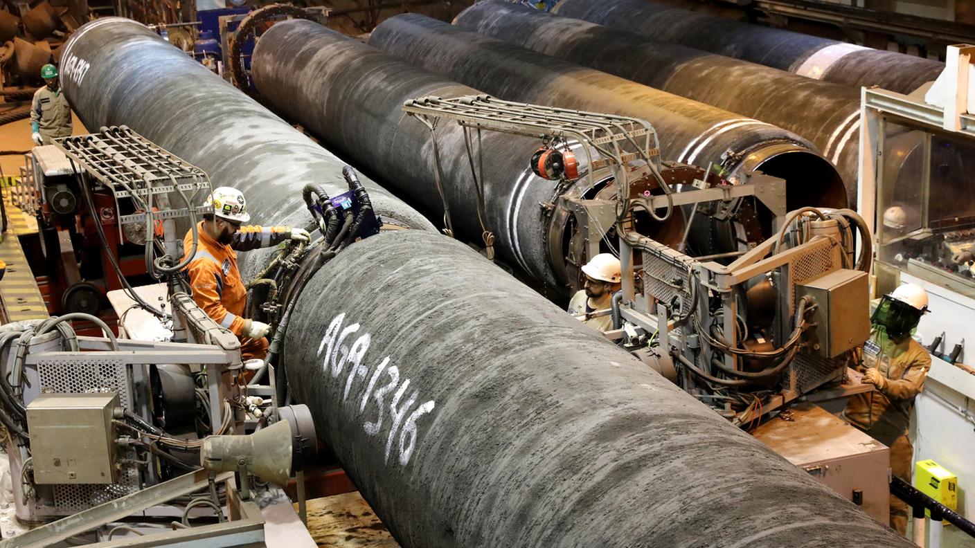 Una fase dei lavori del gasdotto Nord Stream 2 