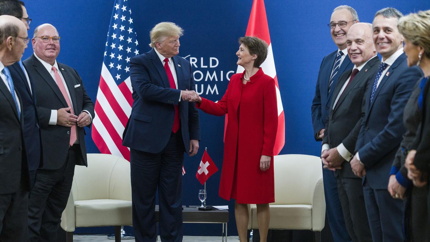 La presidente della Confederazione Sommaruga con Donald Trump