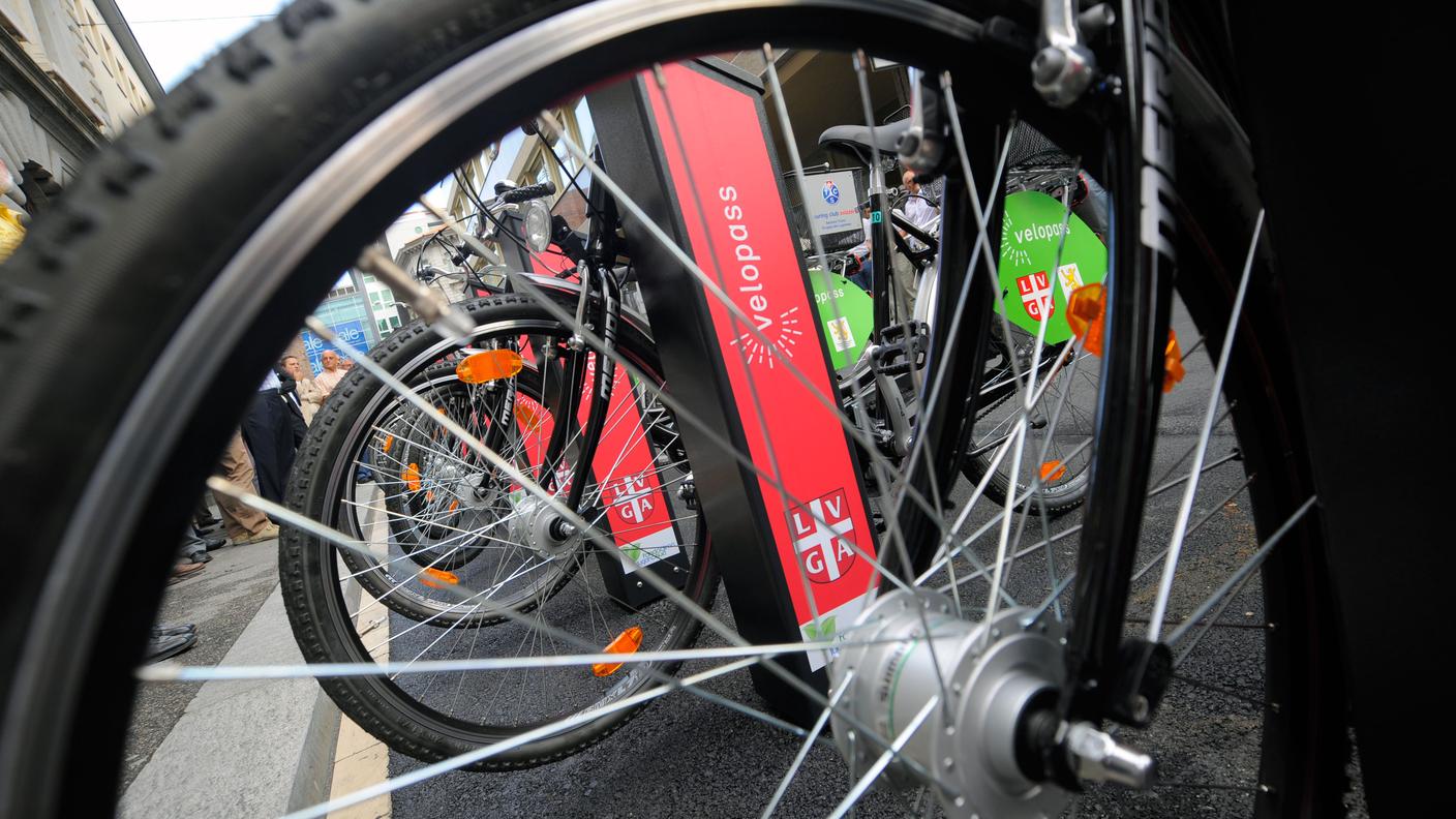 Una postazione per il bikesharing a Lugano in un'immagine d'archivio