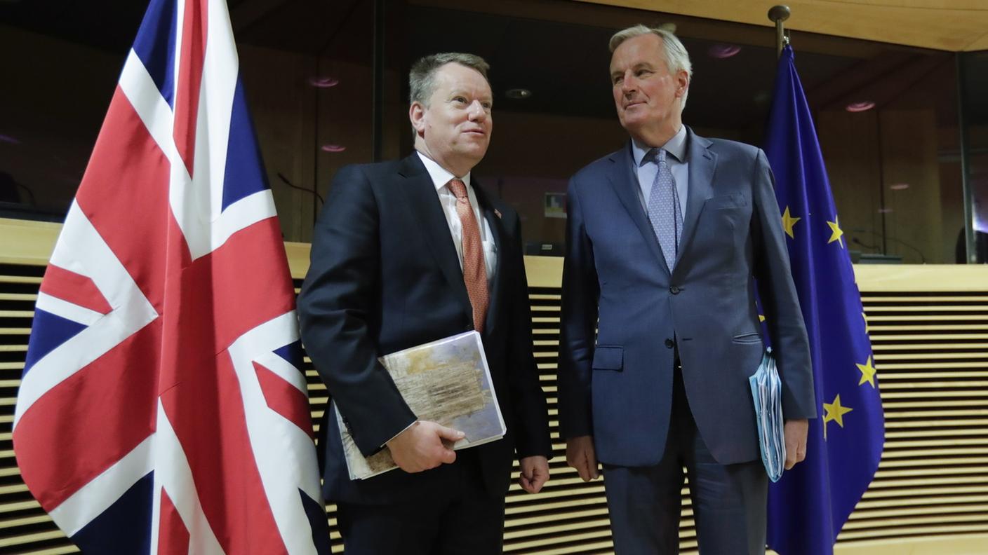 David Frost e Michel Barnier a Bruxelles