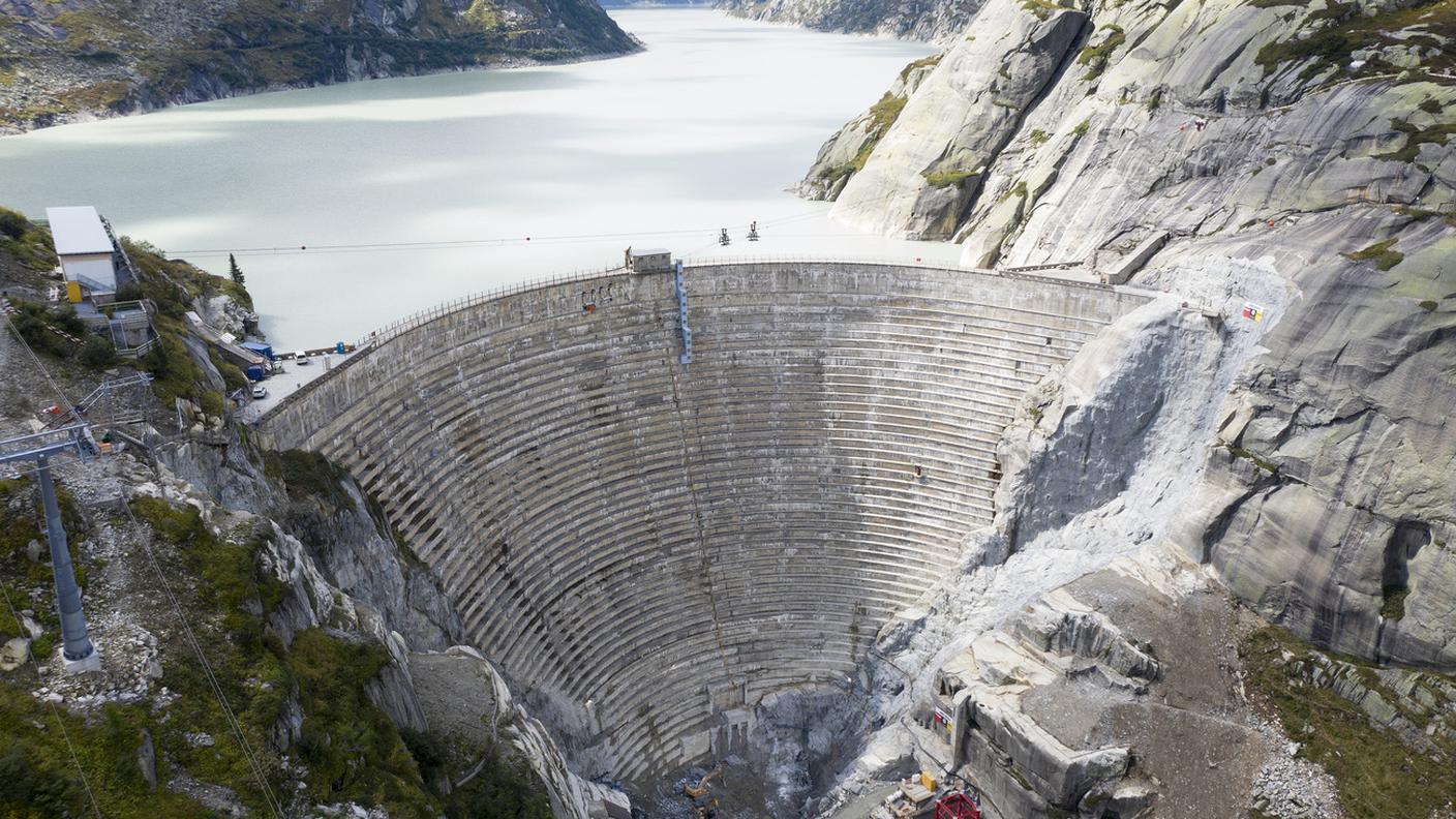 La diga Spitallamm sul Grimsel nell'Oberland bernese, fotografata l'11 settembre 2020. 