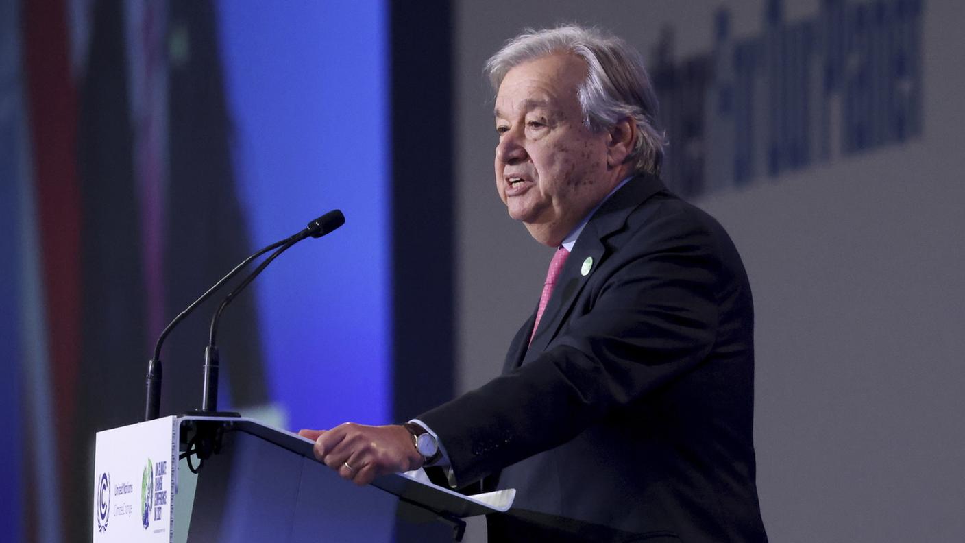 Il segretario generale dell'ONU, Antonio Guterres, a Glasgow