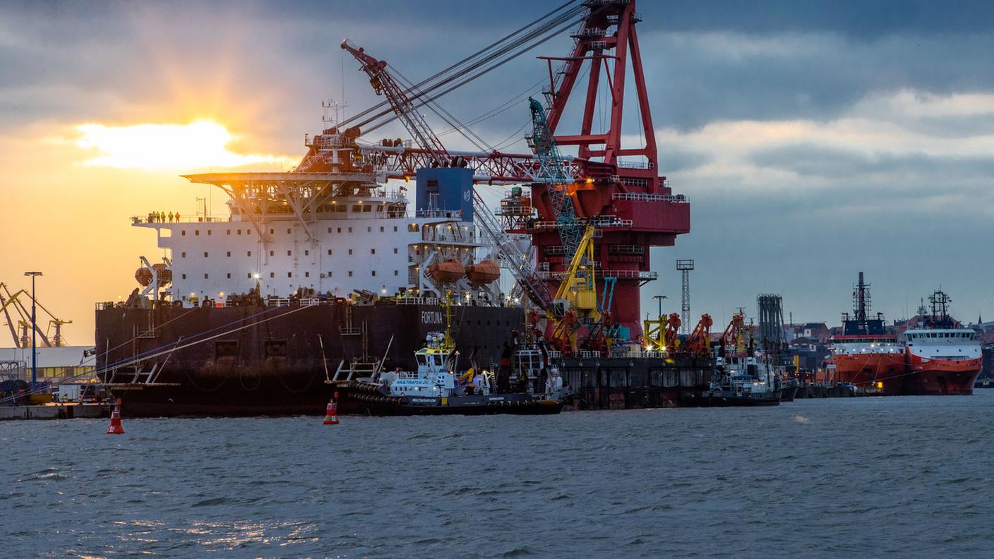 La nave speciale "Fortuna" utilizzata per la costruzione dell'opera nel Mar Baltico