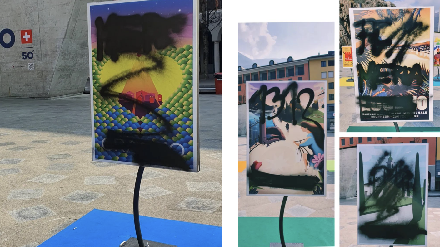 Le immagini degli atti vandalici diffuse da Ticino Turismo