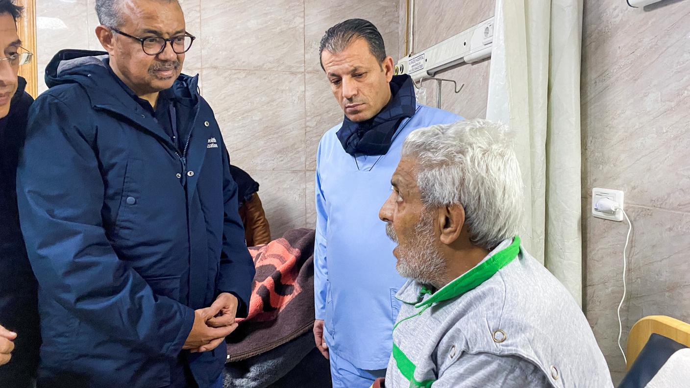 Il capo dell'OMS Tedros Adhanom Ghebreyesus in visita ad Aleppo durante la giornata di sabato