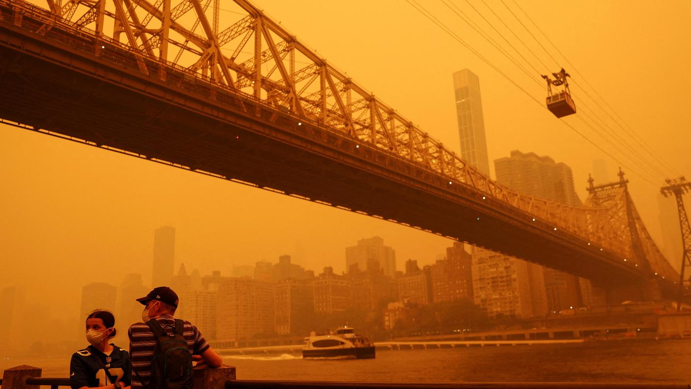 Lo skyline di Manhattan così come appariva mercoledì