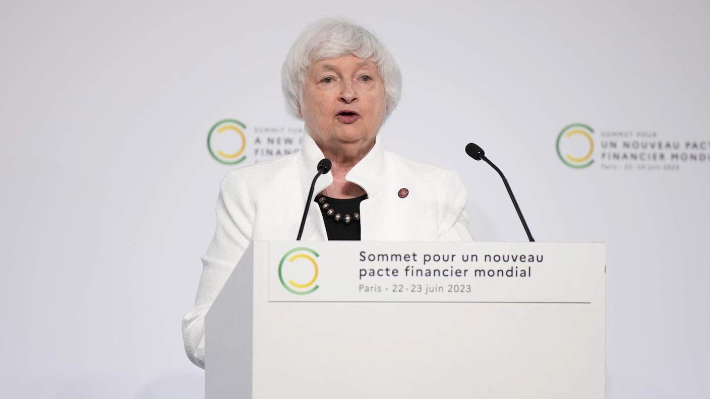 La segretaria del Tesoro statunitense Janet Yellen, qui ripresa nel recente summit sul nuovo patto finanziario mondiale a Parigi