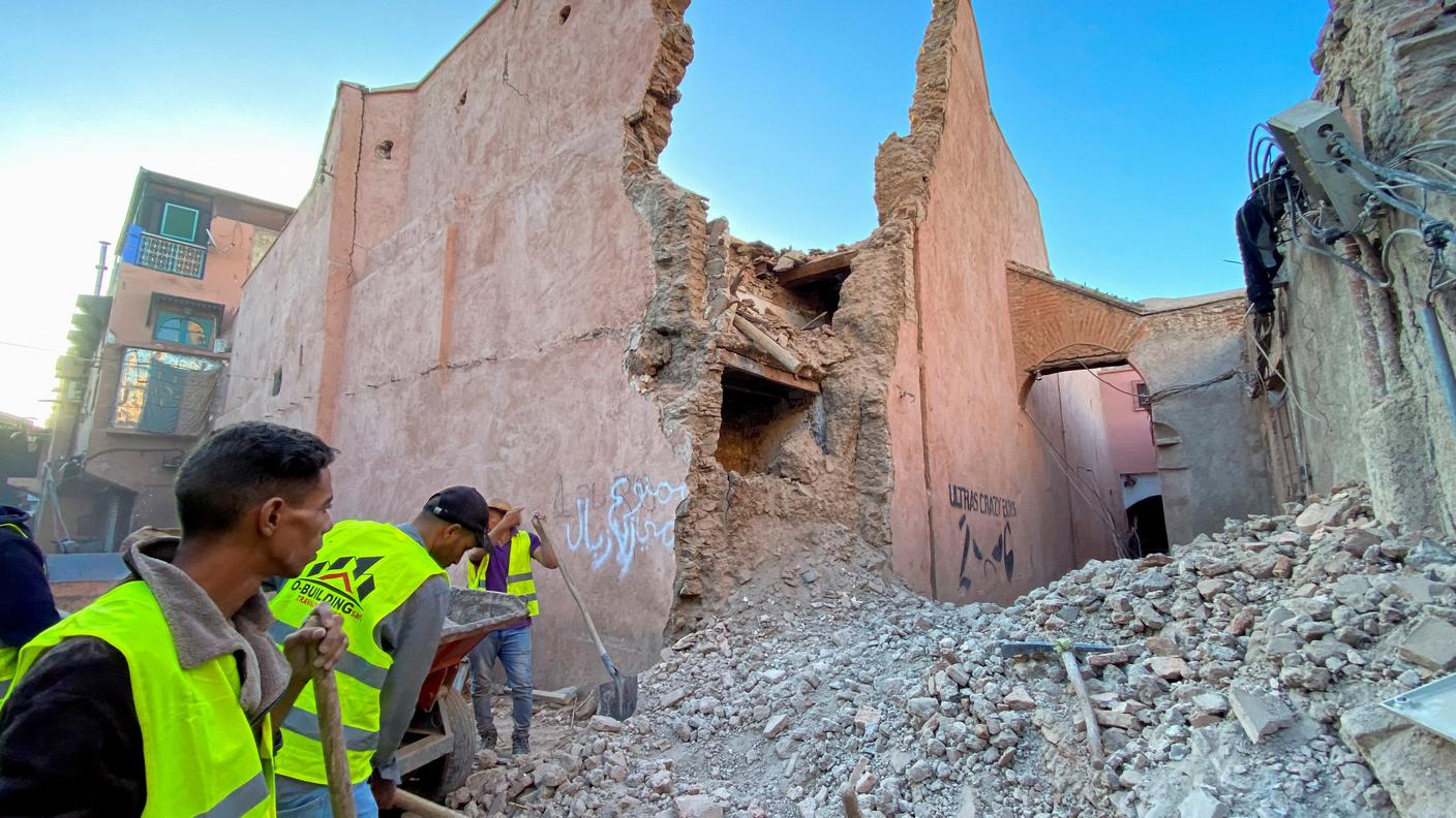 Danni nel centro storico di Marrakech