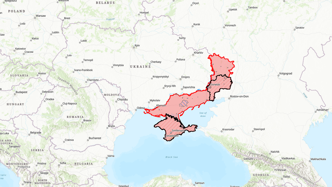 Lo stato delle forze sul campo nell'ottobre 2023 (16.10). Rappresentate col colore rosso sono le truppe di Mosca