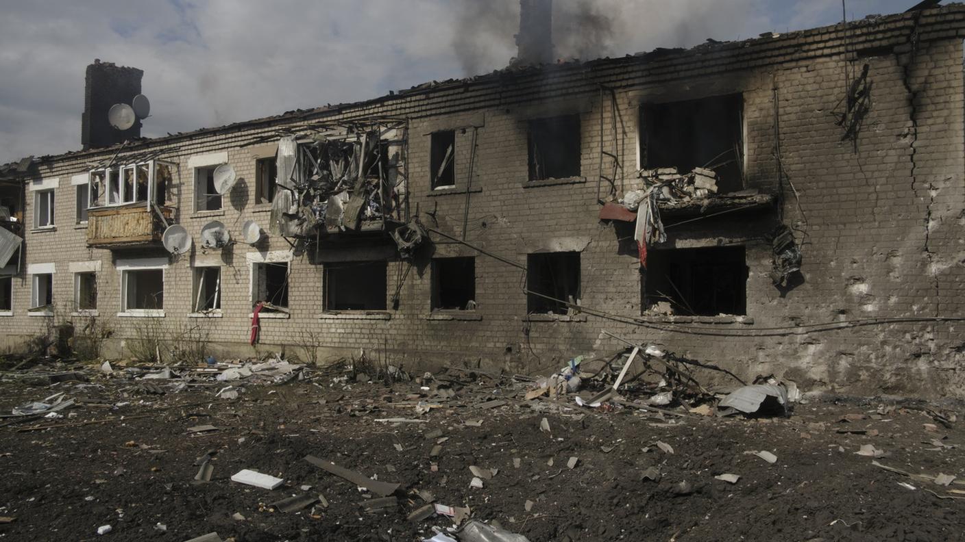 Edificio distrutto nella regione di Kharkiv