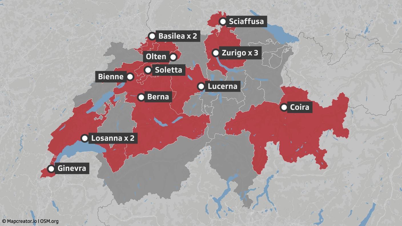 Le stanze del consumo in Svizzera - Fonte: Infodrog.ch