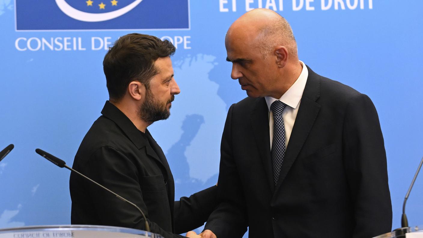 Il presidente ucraino Volodymyr Zelensky e il segretario generale del Consiglio d’Europa, Alain Berset (25 giugno 2025)