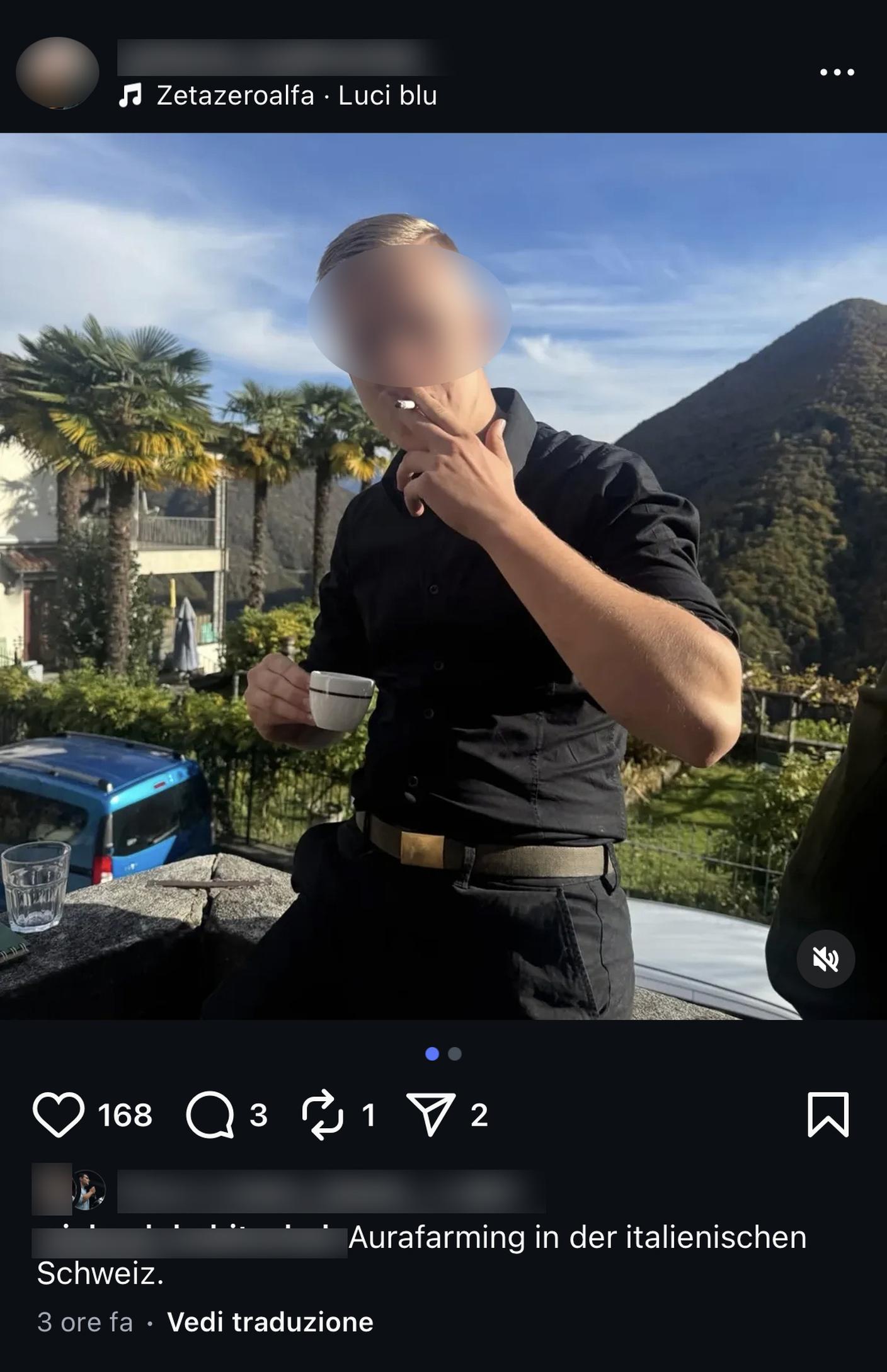 Il post pubblicato su Insgram da un giovane identiario austriaco, molto attivo e quasi sempre presente alle azioni e ai raduni del movimento in Europa