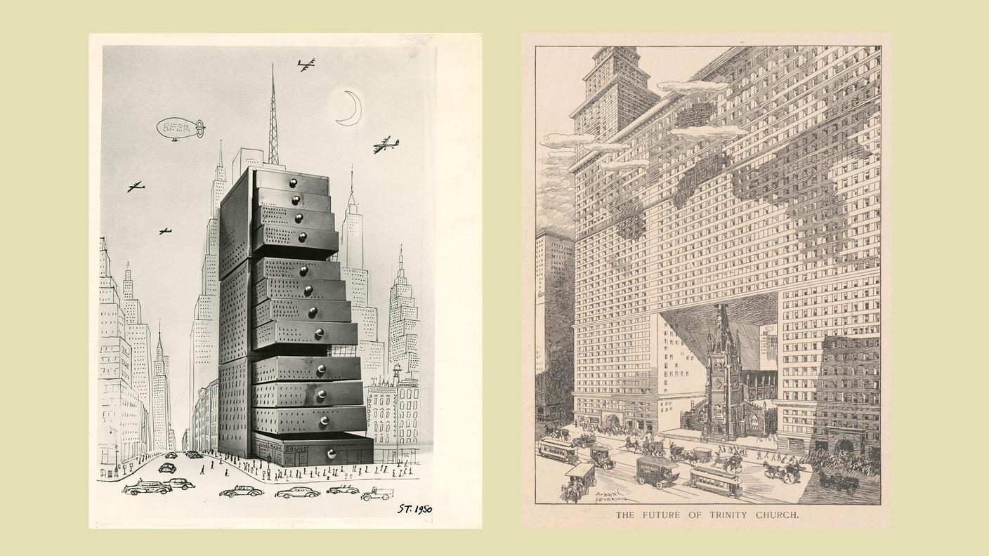 Saul Steinberg,  Chest of Drawers Cityscape (1950), Morgan Library & Museum, NY