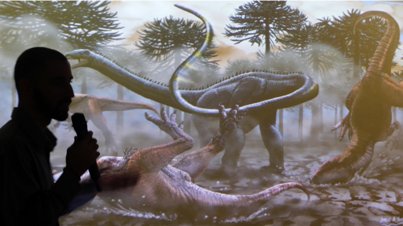 Un'illustrazione del nuovo dinosauro scoperto in Patagonia