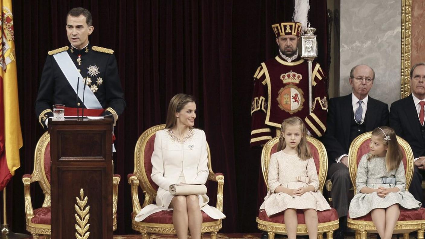 Felipe VI durante il suo discorso in Parlamento