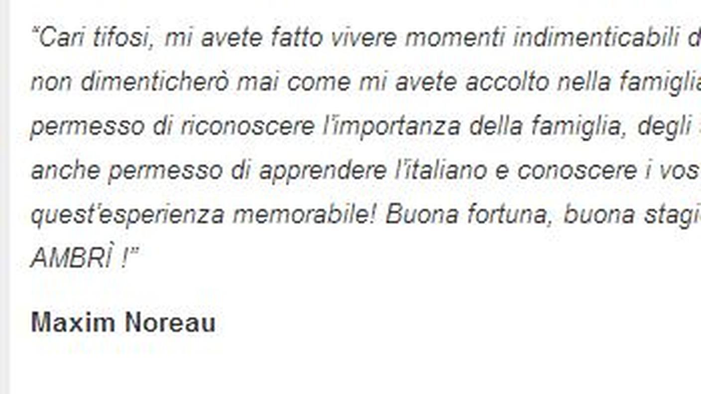 La lettera di Noreau ai tifosi dell'Ambrì