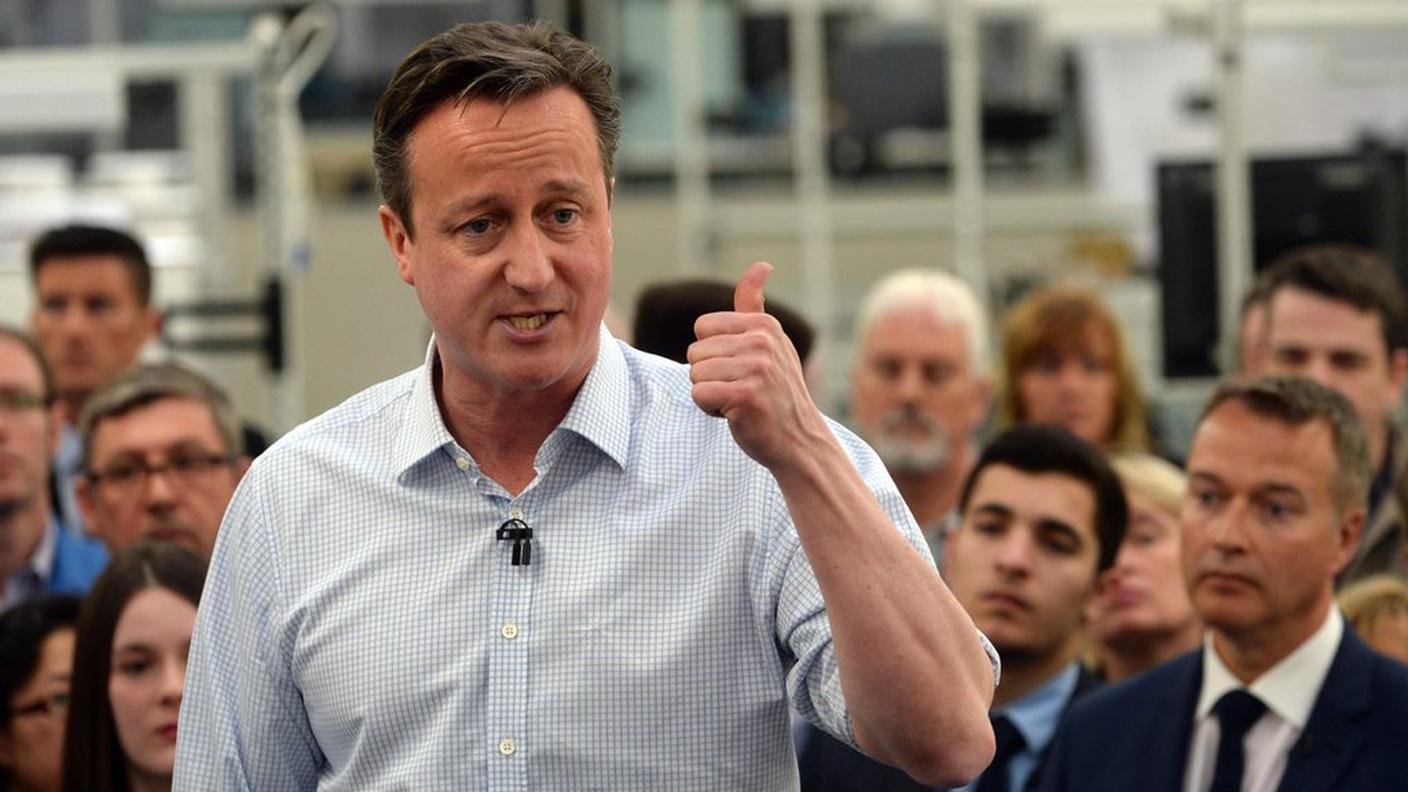 Il Primo Ministro britannico David Cameron durante la campagna elettorale