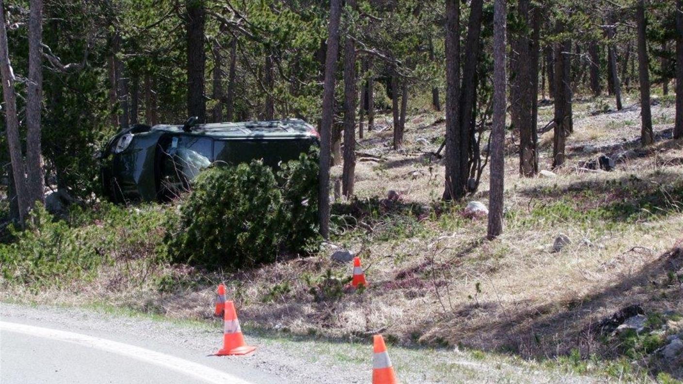 La vettura finita nel bosco per il colpo di sonno del guidatore