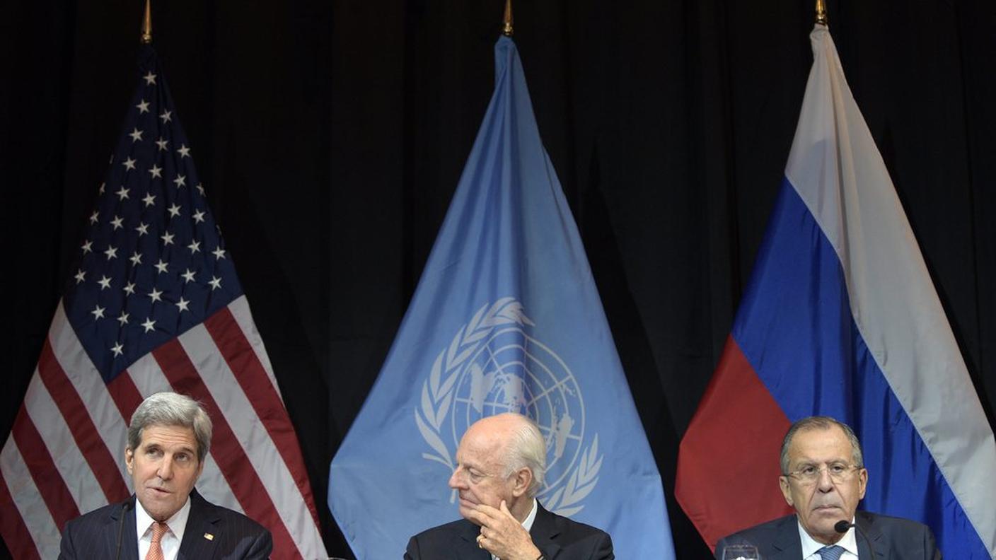 John Kerry, Staffan de Mistura e Sergei Lavrov