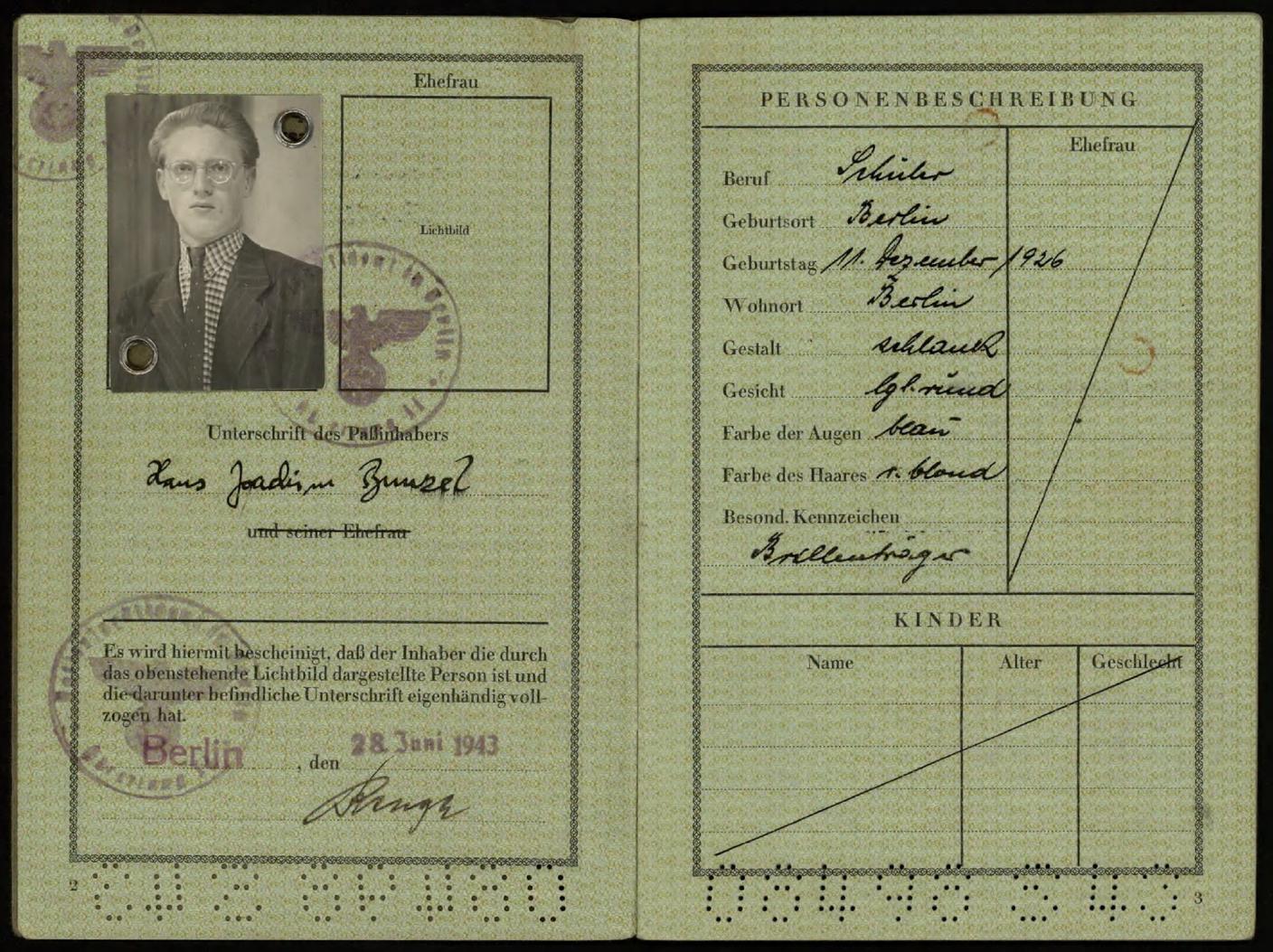 Il documento di Bunzel, che il Consiglio federale voleva espellere dopo la guerra