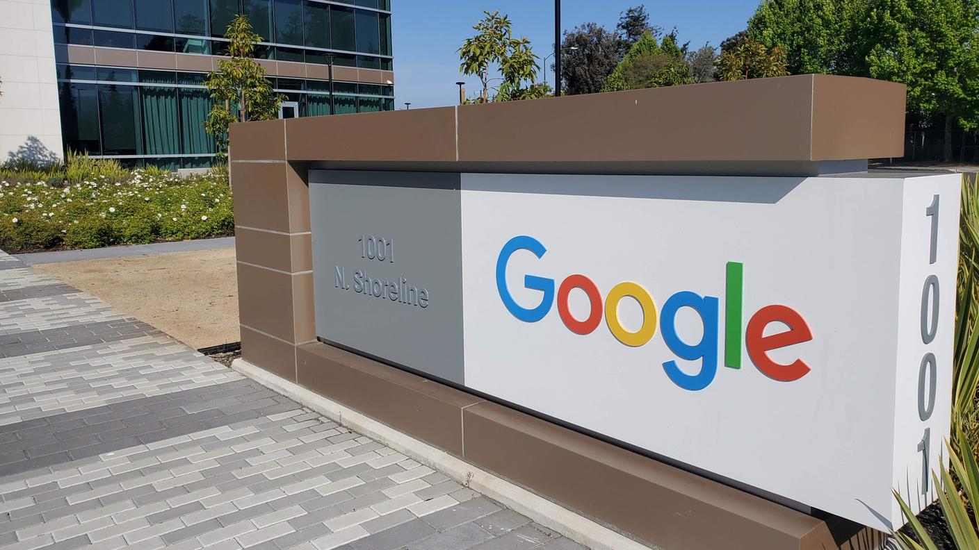 L'entrata del quartier generale di Google a Mountain View in California