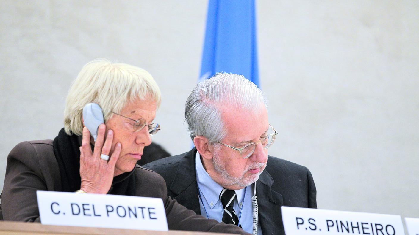 Carla Del Ponte e Paulo Pinheiro a Ginevra durante il Consiglio dei diritti umani