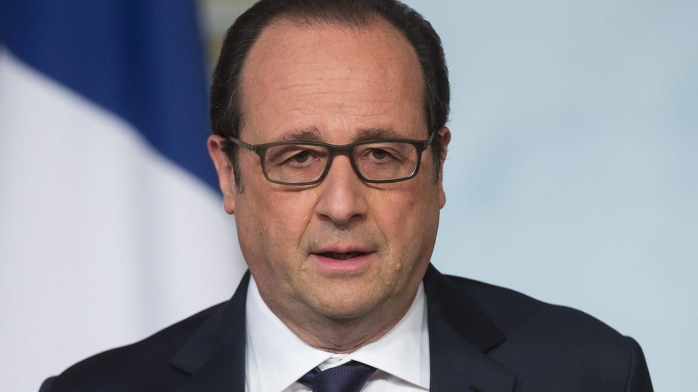 François Hollande durante un suo discorso al Palazzo dell'Eliseo