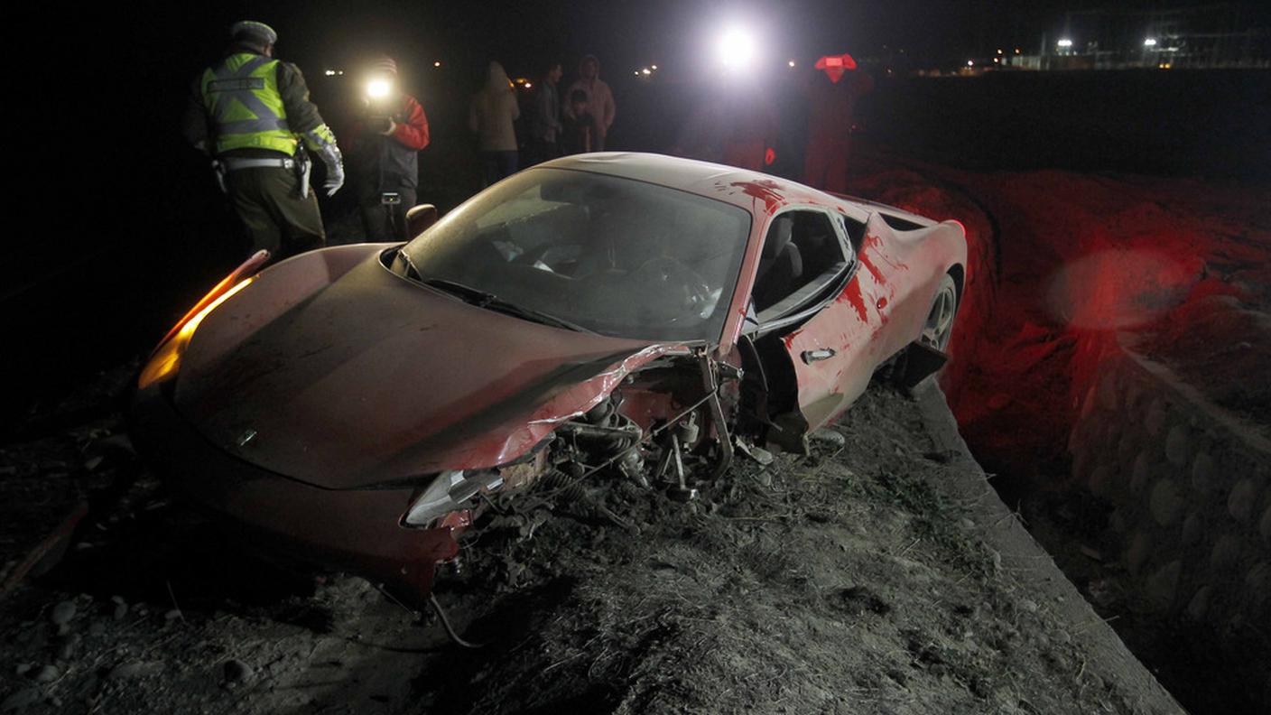 Vidal era alla guida della sua Ferrari 458, andata distrutta