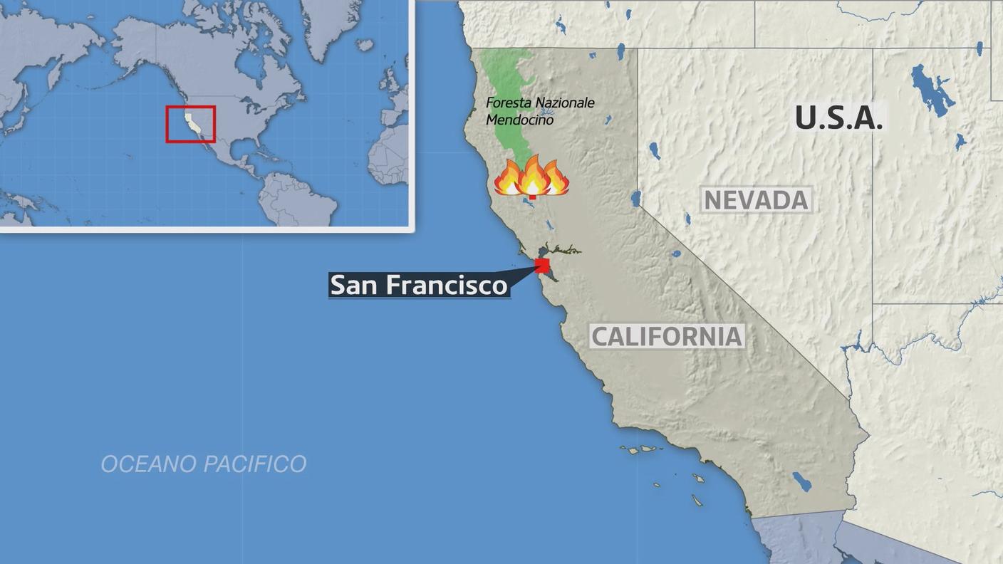 La zona più colpita è quella del parco di Mendocino, 150 chilometri a nord di San Francisco