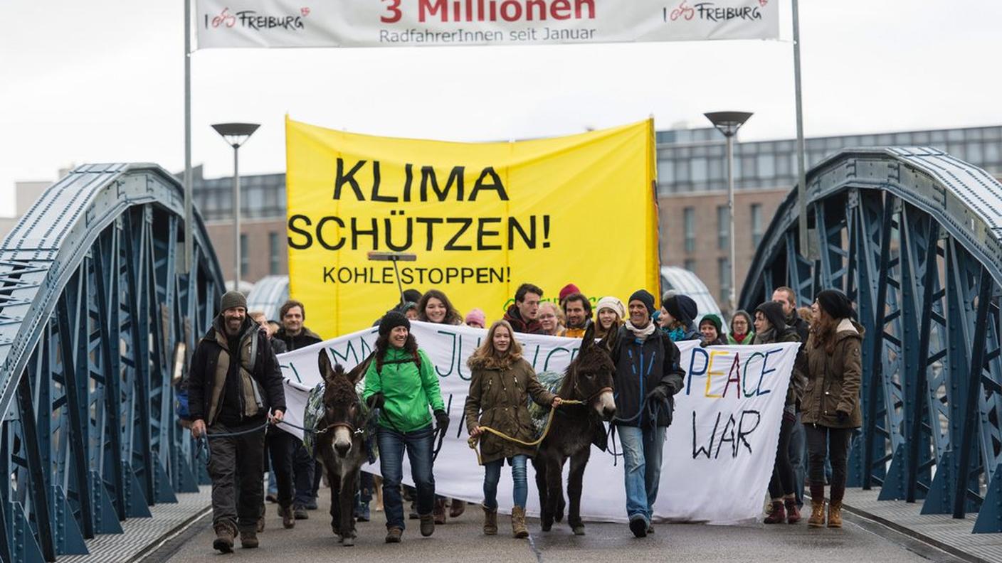 Due asinelli tra i manifestanti in Germania