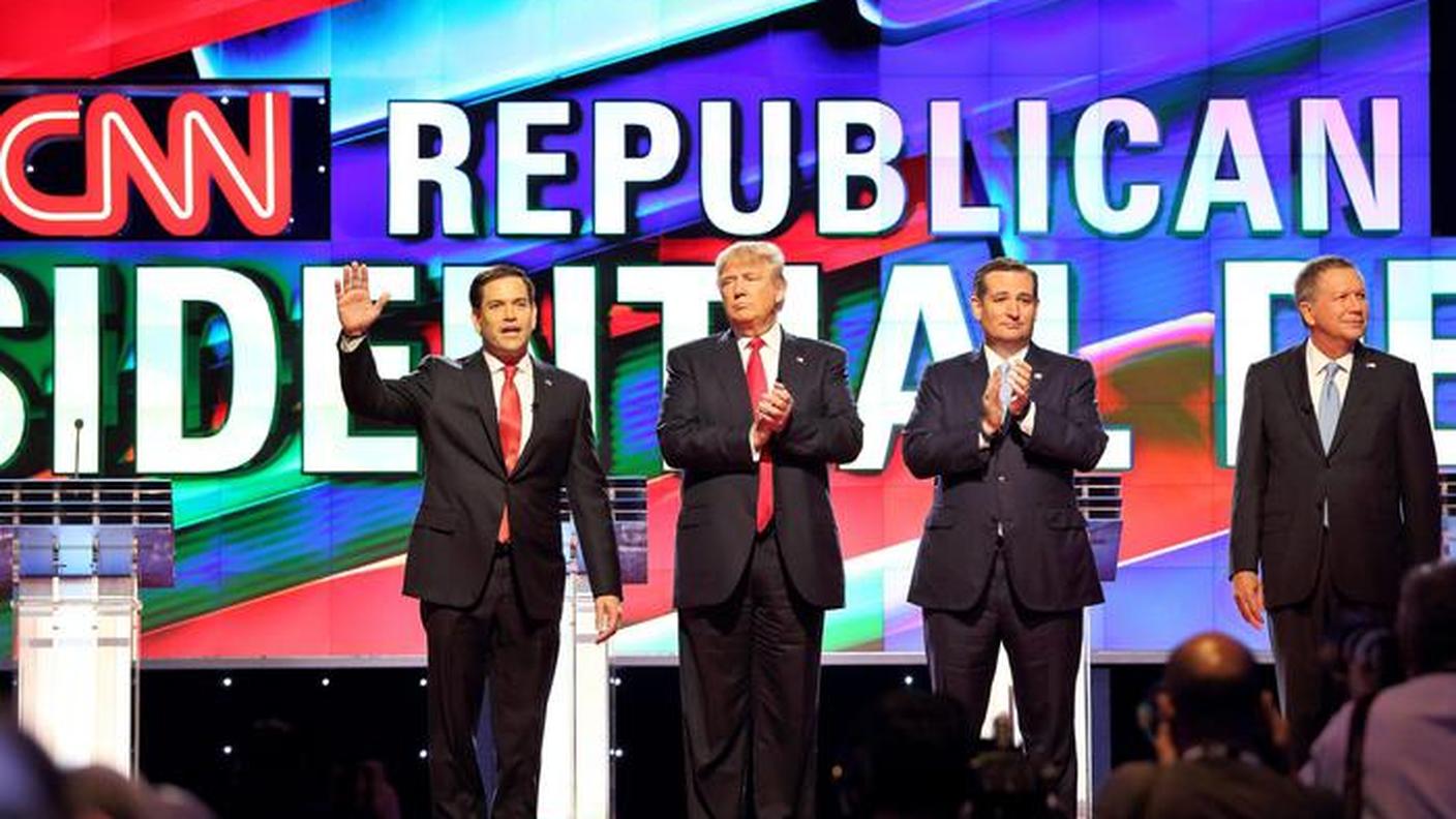 Marco Rubio, Donald Trump, Ted Cruz e John Kasich