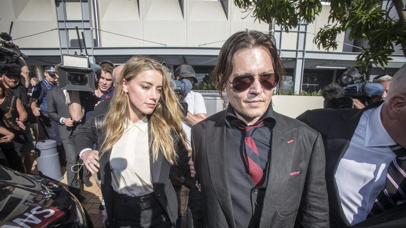 Johnny Depp con la moglie, Amber Heard
