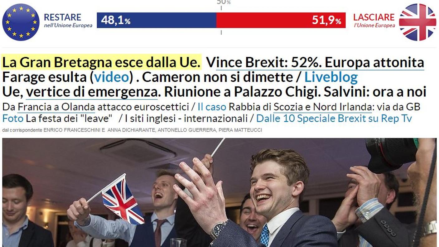 La Repubblica parla dell'attonimento del resto dell'Europa