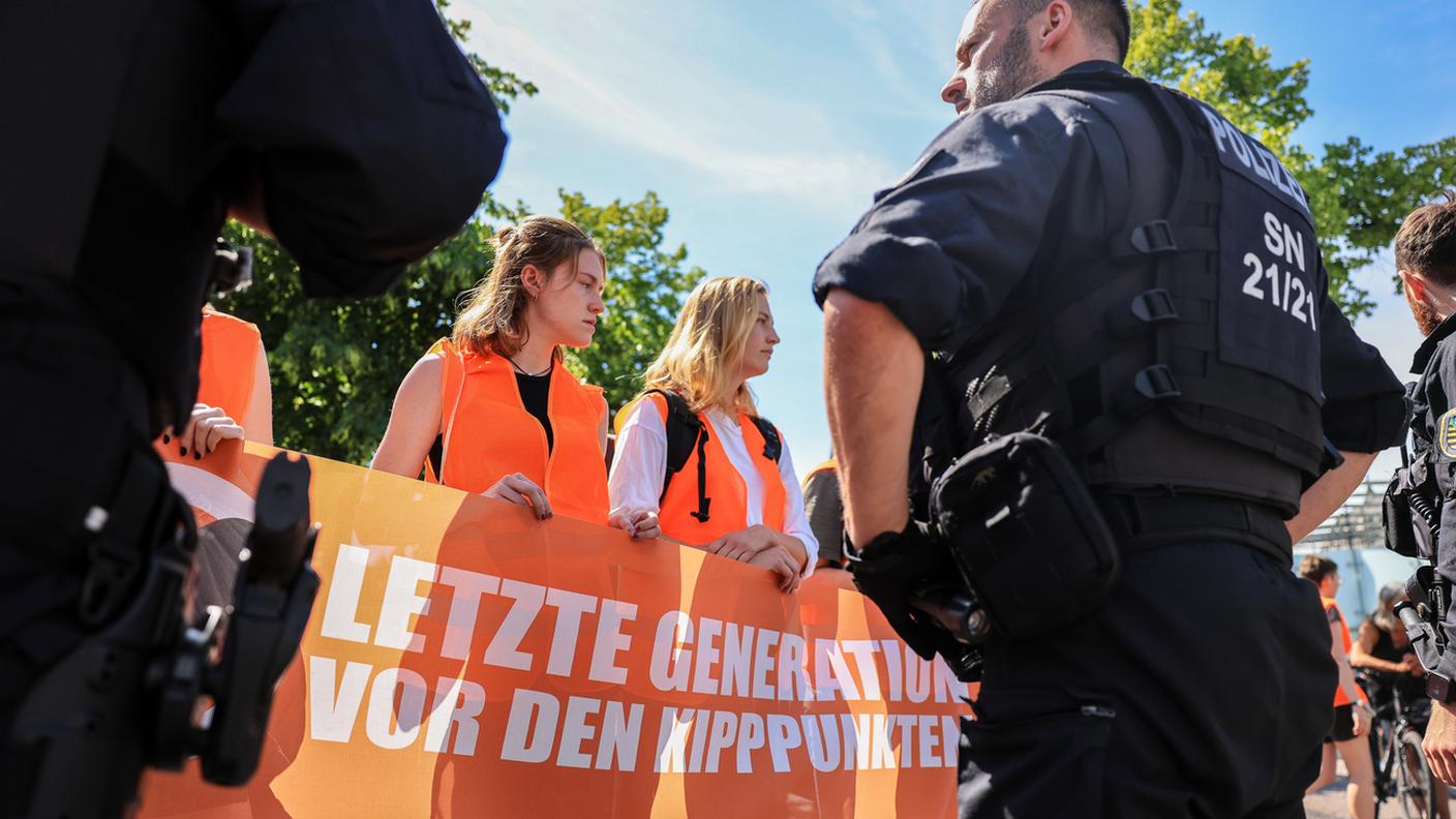 Una manifestazione di letzte Generation a Lipsia