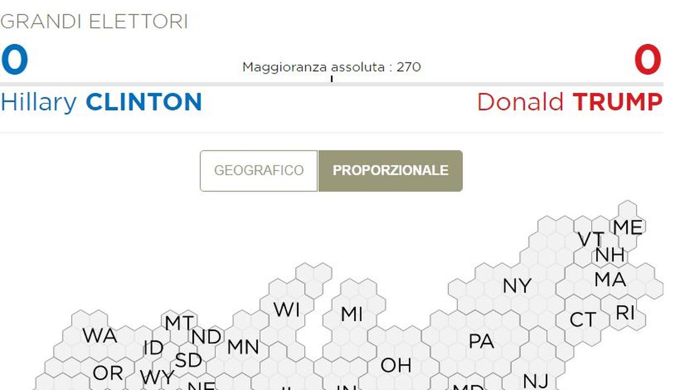 La mappa interattiva - Tutti gli Stati e tutti i grandi elettori in un clic