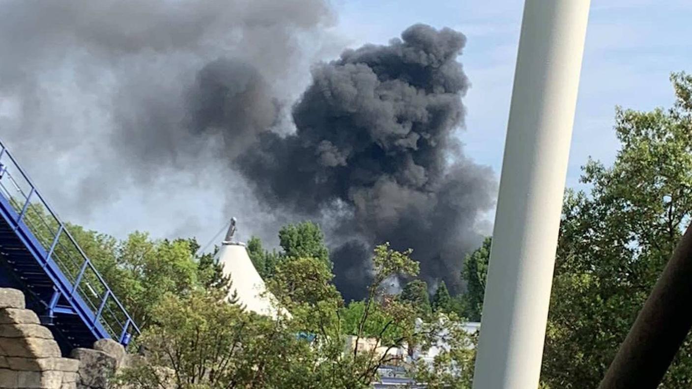 La colonna di fumo che nel pomeriggio si è alzata dal parco