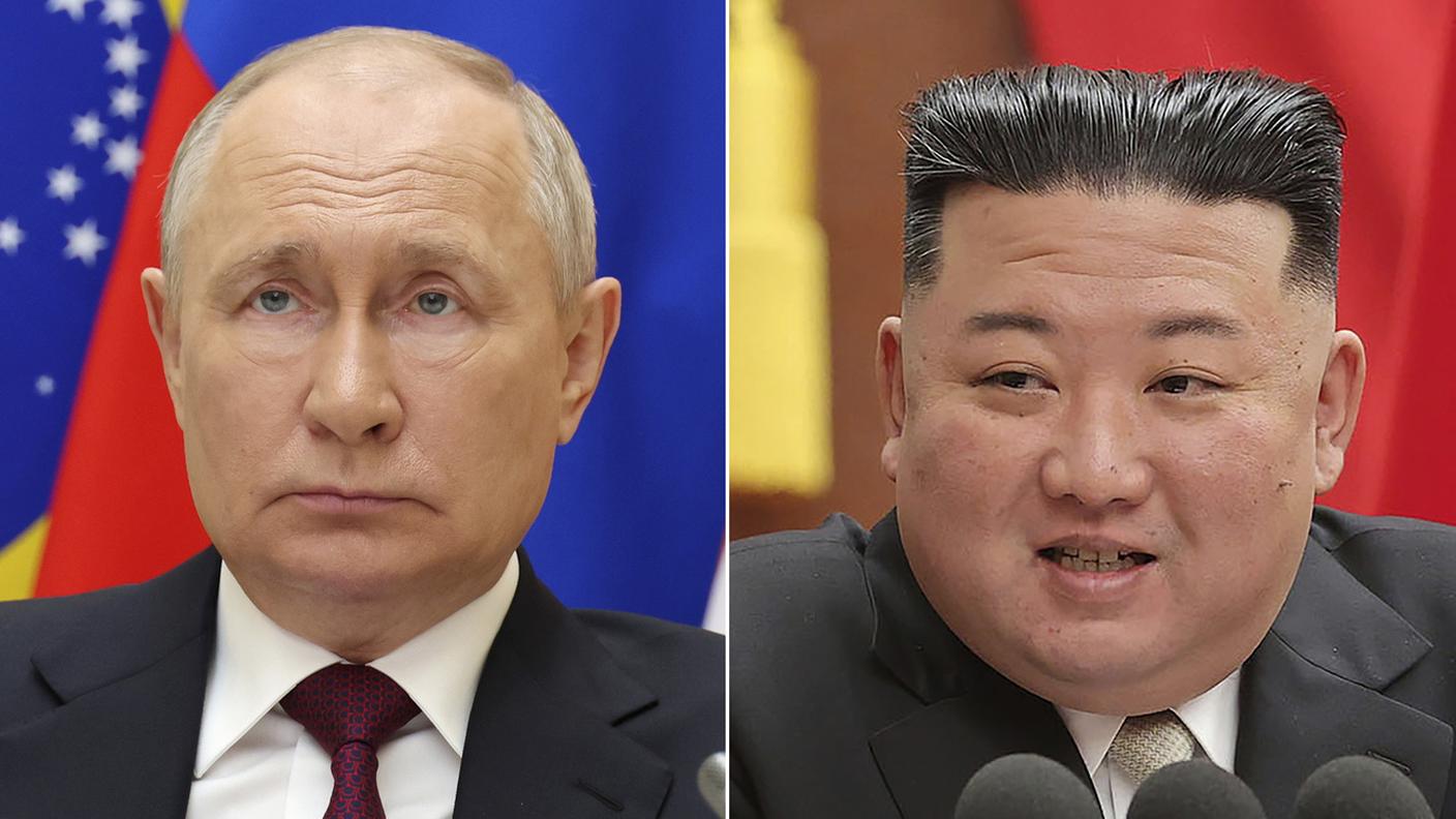 Il presidente russo Vladimir Putin e il leader della Corea del nord Kim Jong Un
