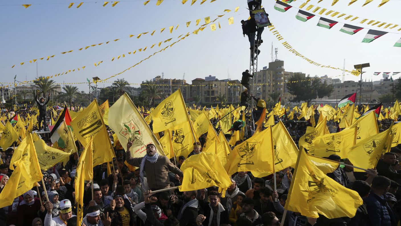 Sostenitori del Fatah manifestano a Gaza nel dicembre del 2022